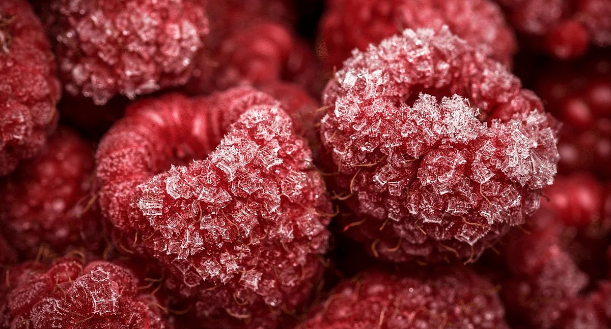 Photo en gros plan de fruits rouges surgelés